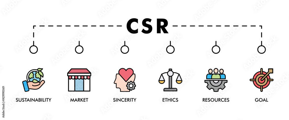CSR banner web icon set vector illustration concept business and ...