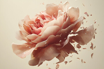 Poster - Delicate, exploding rose in soft pastel hues.