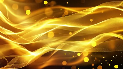 Poster - elegant abstract design of golden waves and shimmering particles in mesmerizing background with ligh