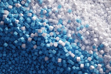 Fototapete - Abstract 3D Render of Blue and White Cubes