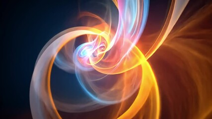 Poster - vibrant abstract swirl of colors in dynamic orange, blue, and white hues creates energetic visual ef