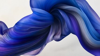 Poster - Abstract blue swirling fabric, white background, design element