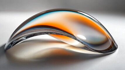 Poster - Glass sculpture, orange and blue hues, studio setting, art piece