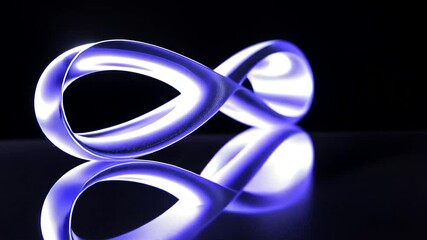 Poster - Glowing infinity loop reflects, dark background, abstract design, tech concept