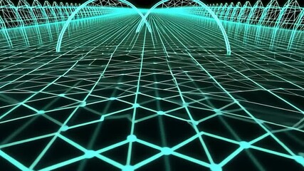 Poster - Abstract Turquoise Grid Network: Digital Landscape