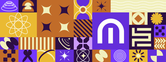 Poster - Colorful geometric abstract design, suitable for background, wallpaper, packaging, fashion, and print projects