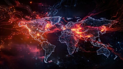 Poster - Global network visualization digital world map futuristic design high-tech environment abstract viewpoint