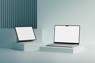 Wall Mural - responsive web design and website mockup, devices mock up, smartphone desktop tablet laptop template