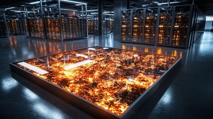 Aufkleber - High-tech urban data center aerial view of powerful infrastructure and innovative technology displays