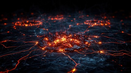 Poster - Volcanic eruptions and lava flow patterns abstract digital art dark environment high-resolution perspective