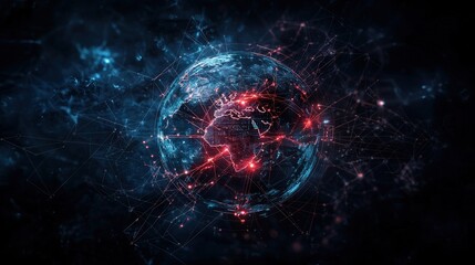 Poster - Futuristic concept high-tech visualization of global connectivity and digital information in cosmic virtual space