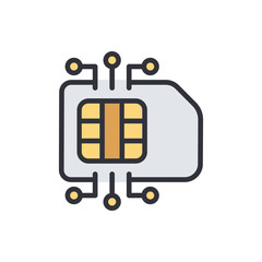 Poster - Sim card colored icons, minimalist vector illustration ,simple transparent graphic element .Isolated on white background