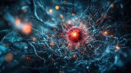 Poster - Virtual environment of quantum energy dynamics abstract art and scientific inspiration in a digital perspective
