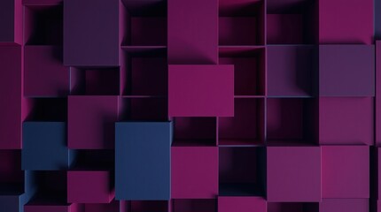 Poster - Abstract purple and dark blue cube grid pattern