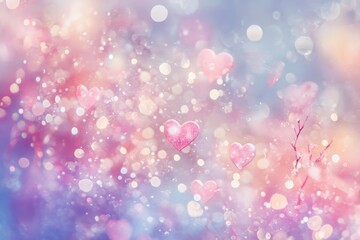 Poster - Pink Hearts Glitter Background Romantic Valentine Abstract Texture
