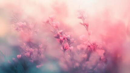 Aufkleber - Pink Pastel Flowers in Soft Focus Dreamy Nature Photography