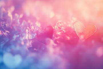 Aufkleber - Pink Purple Blue Glitter Hearts Soft Focus Romantic Background