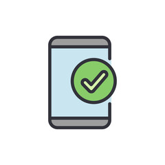 Poster - Verified app colored icons, minimalist vector illustration ,simple transparent graphic element .Isolated on white background