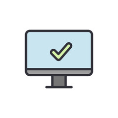 Poster - Verified display colored icons, minimalist vector illustration ,simple transparent graphic element .Isolated on white background