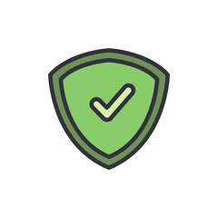 Poster - Verified protection colored icons, minimalist vector illustration ,simple transparent graphic element .Isolated on white background