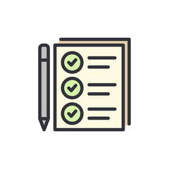 Poster - Verified exam colored icons, minimalist vector illustration ,simple transparent graphic element .Isolated on white background