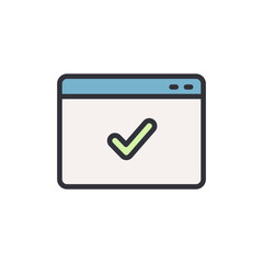 Poster - Verified website colored icons, minimalist vector illustration ,simple transparent graphic element .Isolated on white background