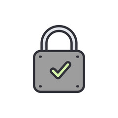 Poster - Verified security colored icons, minimalist vector illustration ,simple transparent graphic element .Isolated on white background
