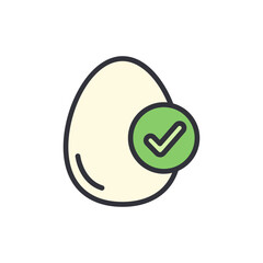 Poster - Verified egg colored icons, minimalist vector illustration ,simple transparent graphic element .Isolated on white background