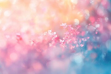 Aufkleber - Soft Pink and Blue Flowers in Dreamy Sunlight