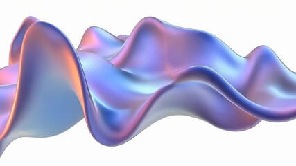 Poster - Abstract iridescent fabric waves, flowing design, white background, digital art, website banner