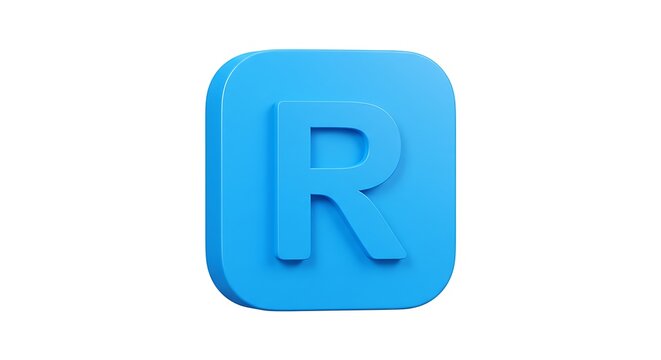 Letter R on Blue Square