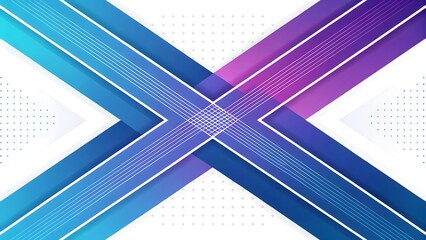 Poster - Dynamic blue and purple intersecting arrows forming an energetic X on a white dotted background.