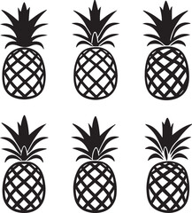 Wall Mural - hand drawn pineapple in black and white minimal line style ideal for juice bar branding summer produ