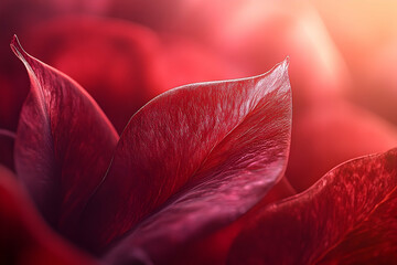 Poster - Close-up of vibrant crimson leaves in soft focus.