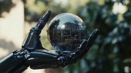 Leinwandbilder - Robot hand holding an artificial intelligence sphere