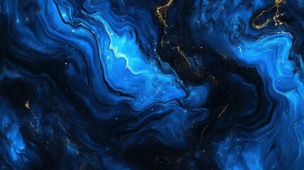 Poster - royal blue and black polished marble