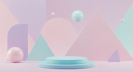 Poster - Minimal Geometric Display with Platform for Product Showcase