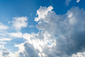 Wall Mural - Sky clouds background. Air clouds in the blue sky. blue sky backdrop with the clouds. Sky Clouds Wallpaper.