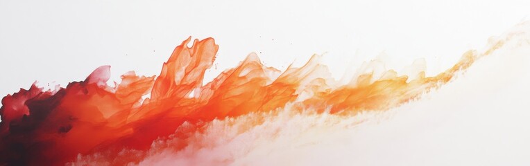 Poster - Abstract white canvas featuring a vibrant pencil stroke, transitioning from deep red to a luminous orange gradient, creating an ev