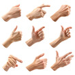 © Pikguru - Big gestures set, different hand signs pack isolated on white background