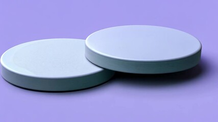 Poster - Purple product display, two round platforms, studio shot, background