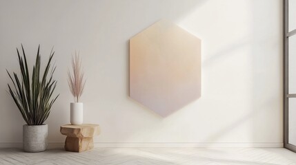 Leinwandbilder - Minimalist white canvas with delicate pencil strokes in a light-filled room showcasing modern interior design.