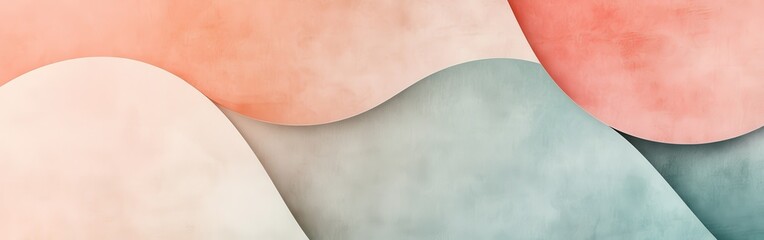 Leinwandbilder - Elegant pastel backdrop of mint and coral arcs softly dissolving into each other, creating a soothing and tranquil artistic composition.