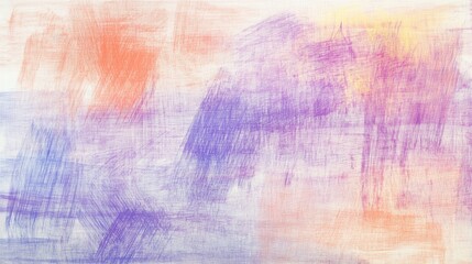 Aufkleber - Abstract pencil strokes backdrop in pastel lavender, peach, and yellow hues, creating a textured and watercolor-like effect