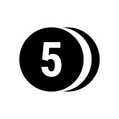 Poster - A black circle containing a white number five with a white arc on the right side of the circle edge
