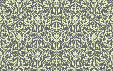 Fototapete - Floral pattern. Seamless vector background. Vintage wallpaper in the Baroque style. Gray and beige ornament for fabric, wallpaper, packaging. Ornate Damask flower illustration