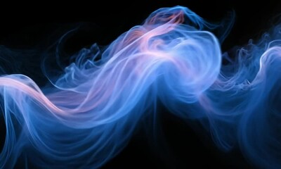Poster - Colorful smoke in motion with blue purple and dark pink swirls background made with Generative AI technology
