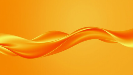 Fototapete - Abstract Orange Flowing Waves on a Yellow Background