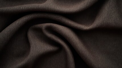 Poster - Luxurious Dark Brown Fabric Texture with Soft Folds and Subtle Weave Detail for Textile and Design Projects