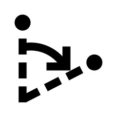 Poster - Black circle with a curved arrow pointing right and a dashed line leading to another circle design